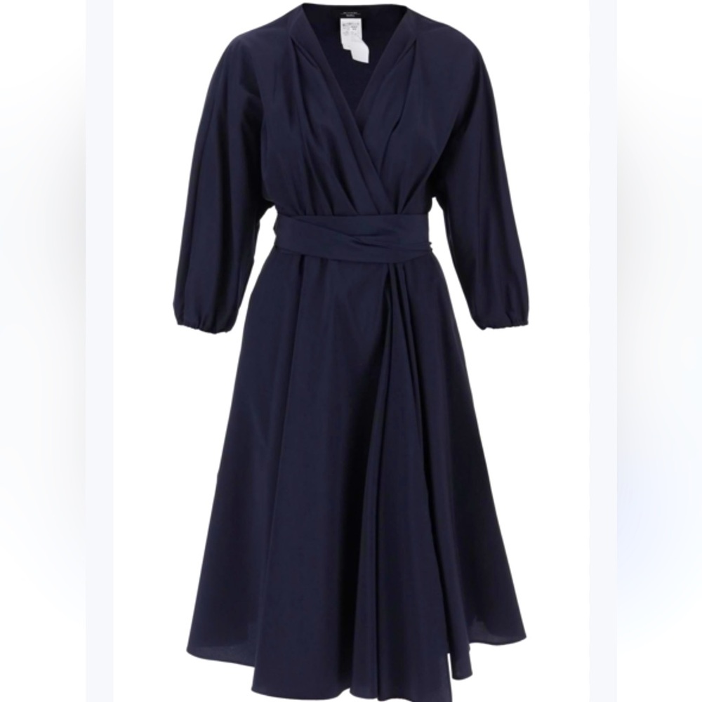 MaxMara Navy Blue Elegant Rain Coat/Dress Size 6 A-Line Midi Classy Timeless